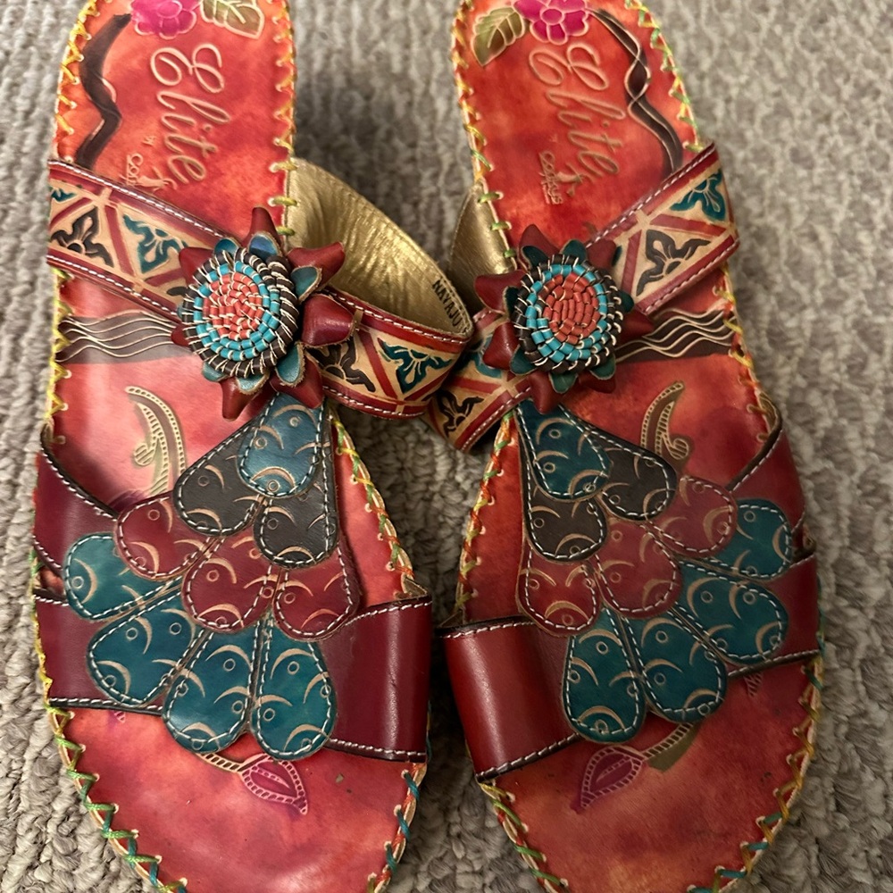 Elite Red and Teal Floral Women's Sandals